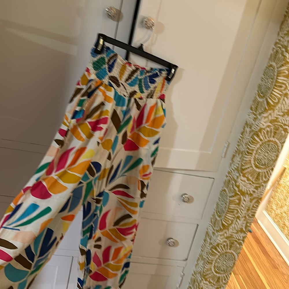 Tabitha Brown Tropical Floral Wide Leg Pants w/ Pockets Size Small
